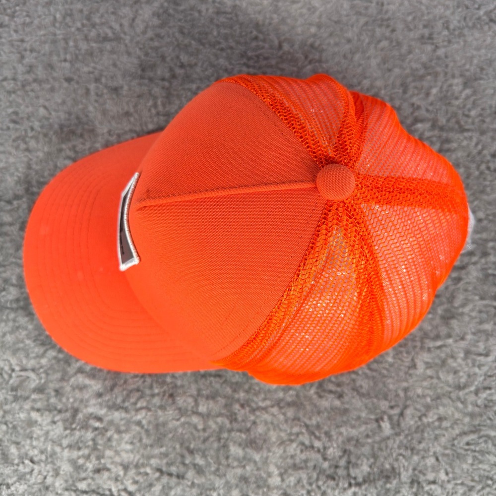 Brixton Mens Blaze Orange Trucker Hat Snapback Mesh Logo Patch Cap - Picture 3 of 8